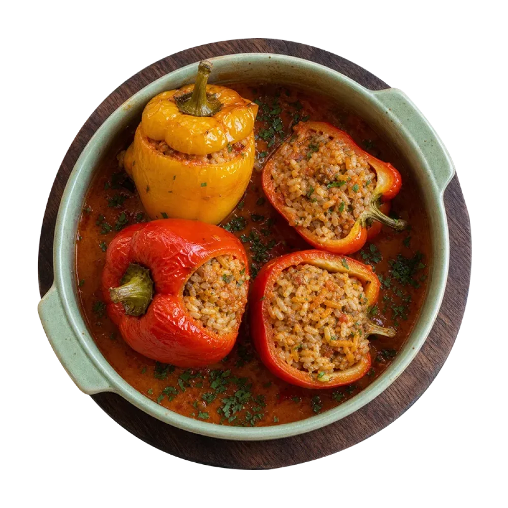 Перец, фаршированный рисом и овощами Перец, фаршированный рисом и овощами